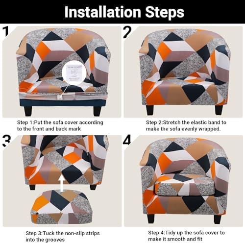 Barrel Chair Slipcovers, 2 Pack Stretch Club Chair Slipcover Sofa Covers with Arms, Removable Soft Armchair Cover Round Couch Furniture Protector for Bar Living Room Bedroom Hotel Counter