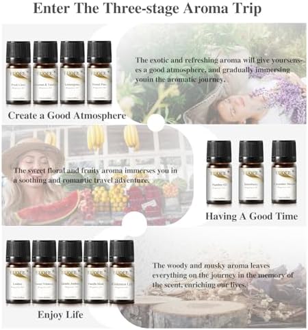 EUQEE 12 Pcs Fragrance Oils Gift Set for Aromatherapy