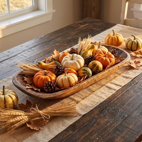 Simply Said, INC Lifestyle Collection Rustic Wooden Dough Bowl, Hand Carved Decorative Wood Bowl, Farmhouse Centerpiece Decor for or Table, Mantel, Coffee Table and Shelf Display, Made in USA
