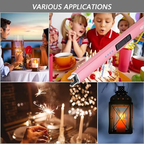 MEIRUBY 2 Pack Electric Candle Lighter, Christmas Stocking Stuffers Gifts for Women Mom Men Wife Sister, USB Arc Rechargeable Windproof Long Lighter for Candle BBQ Housewarming Birthday Gifts Idals