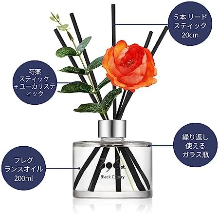 396 st. Peony Flower Reed Diffuser, Baby Powder, 200ml(6.7oz) / Reed Diffuser Sets, Home Fragrance, Scented Oils, Home & Bathroom Décor