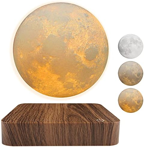 Levitating Moon Lamp, Magnetic Floating Moon Lamp Spinning Luna Night Light with 3 Color Modes, for Home Office Desk Decor, Bedroom Unique Lamps, Cool Tech Gadgets Gift for Women Kids