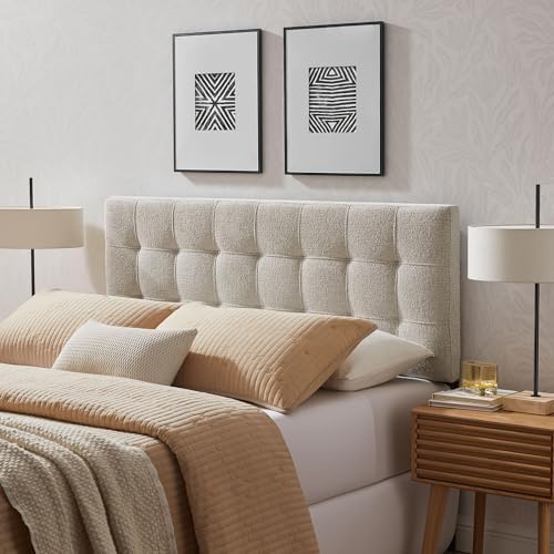 Modway Lily King Size Headboard with Biscuit Tufting in Dove Gray - Fabric Upholstery with Padded Design and 5 Height-Adjustable Mounts