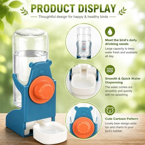 Rypet No-Mess Bird Feeder and Water Dispenser Set for Small Birds