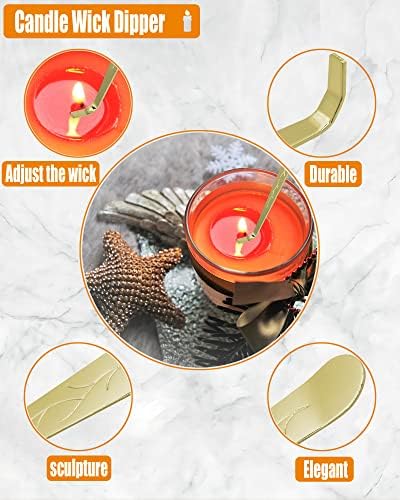 YOUTUOY 4 in1 Candle Accessory Set with Storage Tray Plate, Candle Wick Trimmer, Candle Wick Snuffer, Candle Wick Dipper, Great for Scented Candles Lovers (Gold)