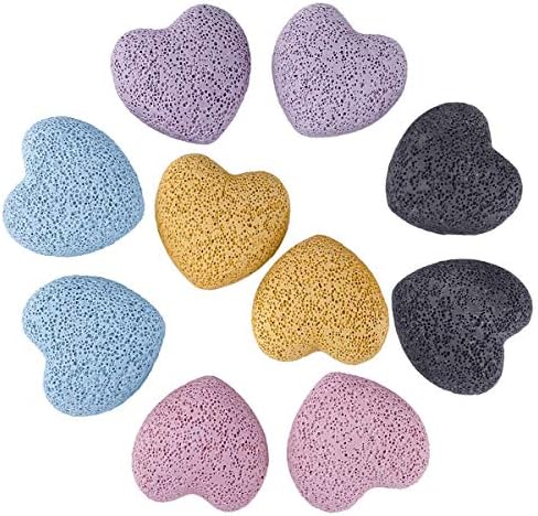 rockcloud 10 PCS 0.9" Colorful Lava Rock Stone Heart Shape Pocket Stones