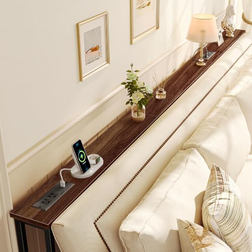 SUPERJARE 102 Inch Sofa Table with 2 Power Outlets and USB-C Ports