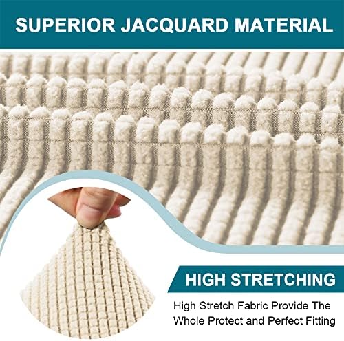 Turquoize 3 Piece T Cushion Loveseat Slipcovers Sofa Cover for 2 Cushion Couch Cover Washable Slipcover Furniture Covers with 2 Individual T Cushion Seat Covers (2 Cushion Loveseat, Biscotti Beige)