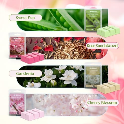 ARVIDSSON Spring Scented Wax Melts, Natural Soy Wax Cubes for Wax Warmer, Strong Scent Fragrance Wax Tarts, Candle Melts Gift Set - After Rain, Fresh Cut Grass, Ocean Breeze, Gardenia and More