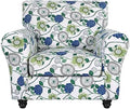 SearchI Stretch Sofa Cover Printed Couch Covers, Floral Pattern 2 Piece Armchair Slipcover with Separate Chair Cushion Cover, Washable Furniture Protector for Living Room(Armchair, Green Flowers)