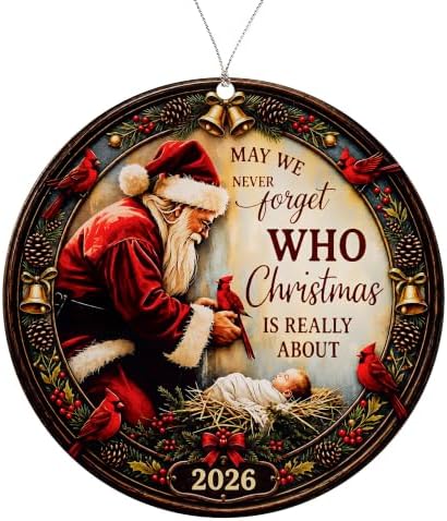 Santa and Baby Jesus with Red Cardinal Christmas Ornament 2026, Christian Tree Decor, Memorial Holiday Decoration, Cardinal Memorial Gift, Unique Seasonal Ornament, for Women