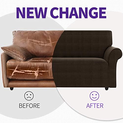 ZNSAYOTX Couch Covers for 3 Cushion Couch High Stretchy Spandex Pet Friendly Sofa Slipcover 1 Piece Non Slip Couch Covers Large Furniture Protector (Coffee, Sofa)