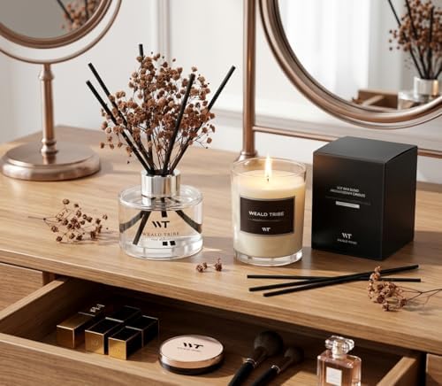 WEALD TRIBE Reed Diffuser Set Rainforest Mist Scent for Shelf Decor