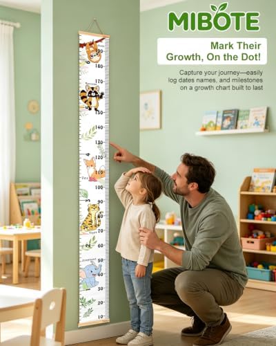 Growth Height Chart for Kids, Removable 79"x7.9" (Cute Animal)
