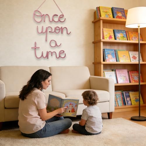 Once Upon A Time Sign Nursery Wall Decor Reading Knitted Wire Word Sign