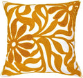 Alysheer Floral Embroidered Throw Pillow Cover 18"x18" 1pc, Mustard Yellow