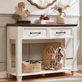 SAVOR LIFE 46" Farmhouse Console Table with Drawers, White Entryway Table