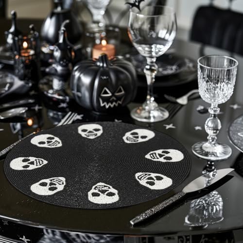 COTTON CRAFT Halloween Charger Placemats - 2 Pack Spooky Skulls Tablemats