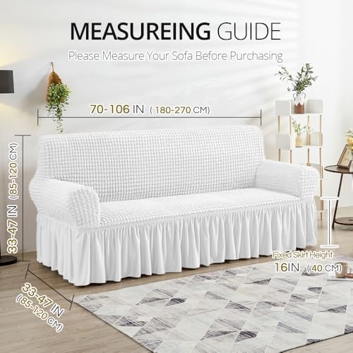 NICEEC Sofa Covers White Couch Cover Stretch Sofa Slipcovers with Skirt