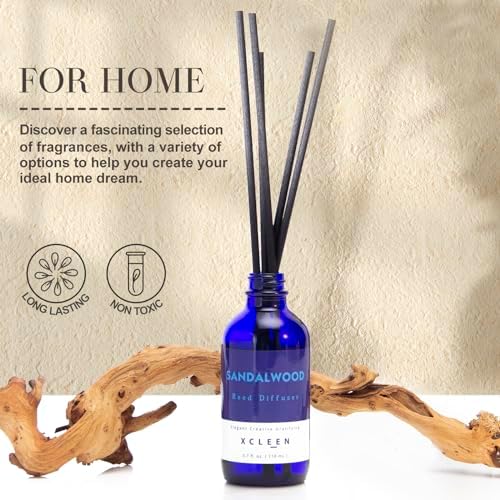 Xcleen Reed Diffuser Set with Sticks, Sandalwood Scented Oil Diffuser for Bathroom, Room Fresheners, Home Fragrance Bedroom Office Decor & Gift (Pack of 3)