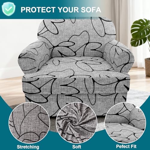 NILUOH 2-Piece T-Cushion Armchair Slipcover, Stretch Chair Cover with Separate Seat Cushion Cover, Soft Washable Furniture Protector for Living Room