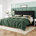 Allewie King Platform Bed Frame, Velvet Upholstered with Adjustable Vertical Channel Tufted Headboard, Mattress Foundation with Strong Wooden Slats, Box Spring Optional, Easy Assembly, Black