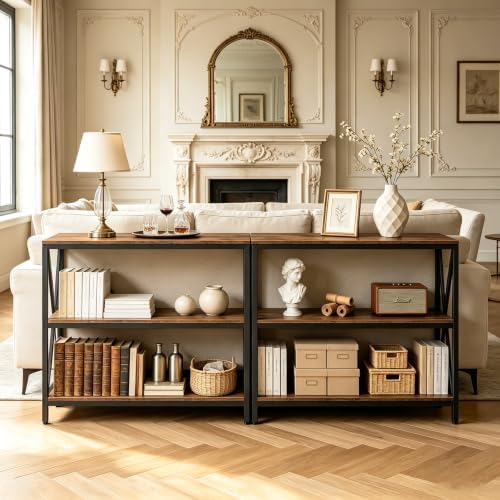 MAHANCRIS 47.2" Sofa Table, Industrial Console Table, 3-Tier Entryway Table