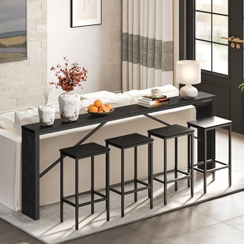 MAHANCRIS Console Table, 78.7"Long Sofa Table Behind Couch, Black CTHB20801