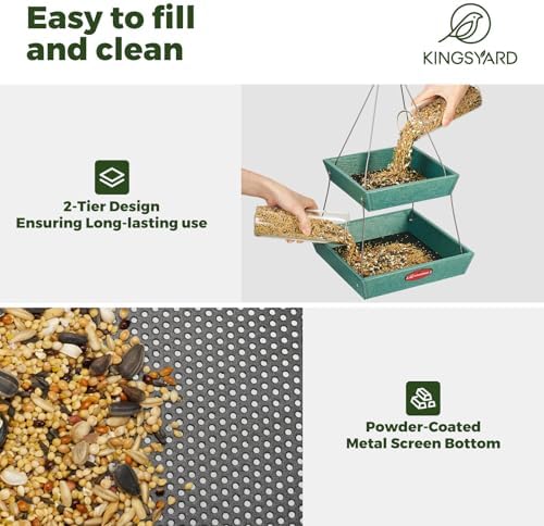 Kingsyard 2 Tier Platform Bird Feeder for Outdoors Hanging
