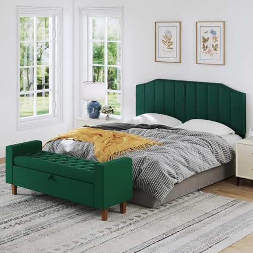 Furpopup Velvet King Size Headboard Only, Wall and Bed Frame Mount, Jade Green