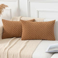 Kevin Textile Soft Corduroy 12"x20" Lumbar Pillow Covers 2 Pack, Khaki