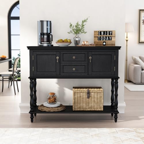 ARTPOWER Console Table with 2 Drawers, Retro Entryway Table with 2 Door