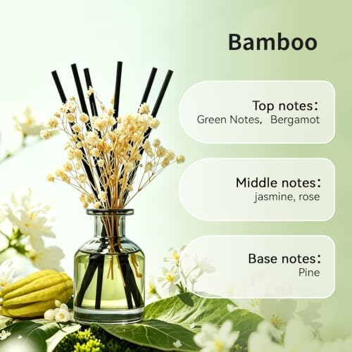 Brakula Reed Diffuser Set, Bamboo Scent, 4.06 fl oz Essential Oils