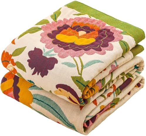 Flower and Bird Boho Throw Blanket for Bed Couch 80"×90"
