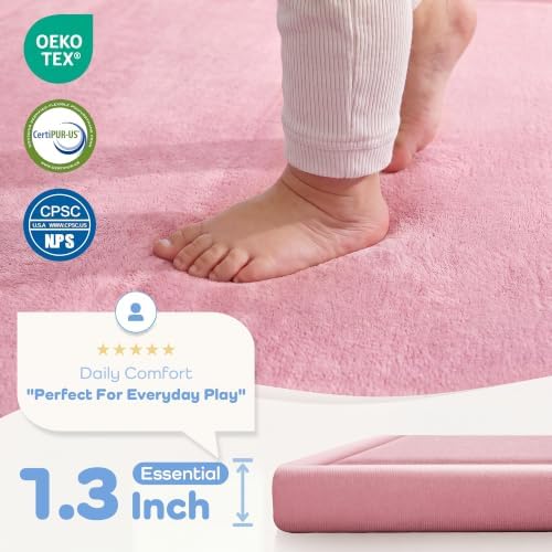 1.3" Thick Baby Play Mat for Floor,59x79 Large Memory Foam Tummy Time Mat