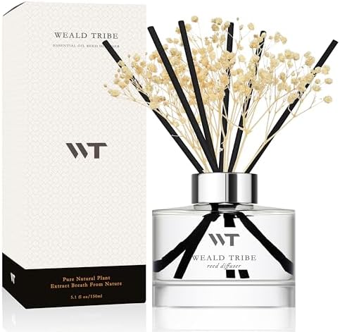 WEALD TRIBE Flower Reed Diffuser Set Fresh Linen Scent for Bathroom Decor