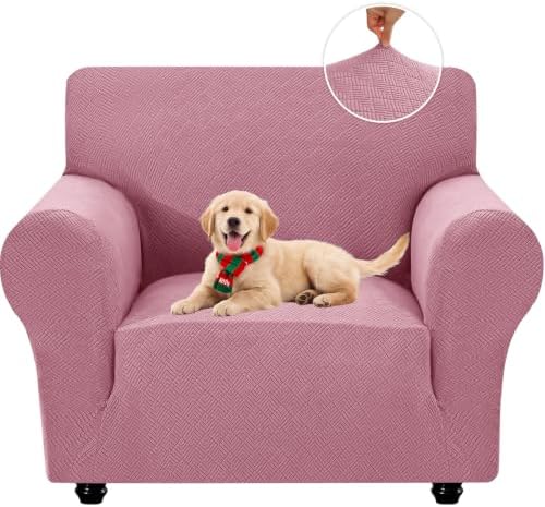 XINEAGE Stretch Armchair Slipcover, Non-Slip Pet Couch Cover,Pink