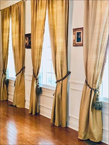 DÉCOPRO Lavish Large Curtain & Drapery Hand Crafted Tassel Tiebacks Tassel Length 9" (22.5cm) 34" Spread (86cm) (Style# TBIL1) Golden Medley Black #K9C4 (Pure Black Yellow Gold Light Gold) Set of 2