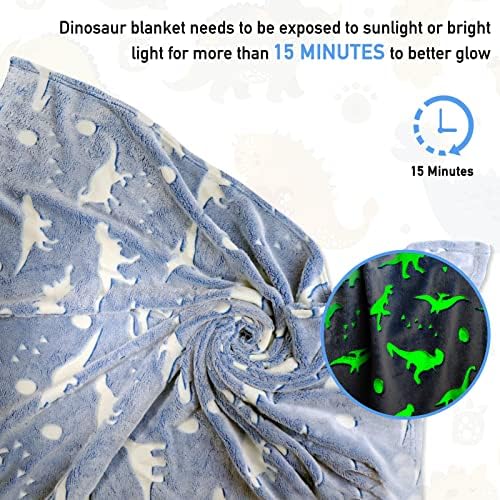 TEHALK Dinosaur Blanket for Boys Girls Glow in The Dark Blankets for Boys Soft Fleece Blankets for Kids 30"x 40"