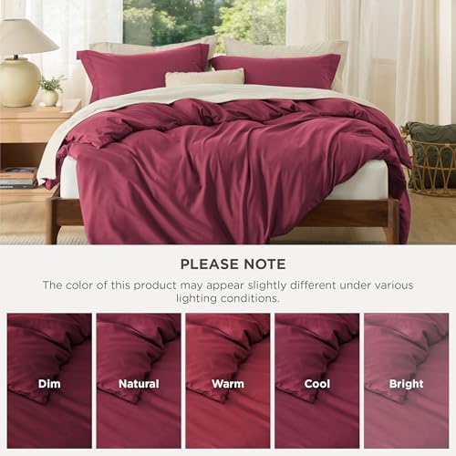 Bedsure Oversized King Duvet Cover, Soft Double Brushed Bedding, Dark Red