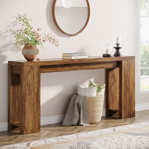 Tribesigns 70.9-Inch Extra Long Console Table, Farmhouse Wood Sofa Table Behind Couch, Narrow Entryway Accent Table for Living Room, Hallway, Entrance, Foyer, Dark Brown