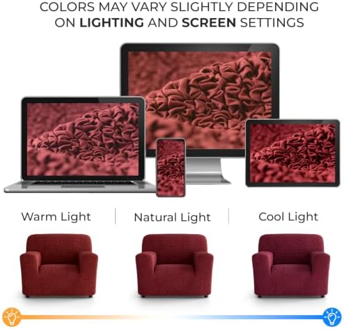 PAULATO Premium Stretch Couch Covers for Sofa - Sofa Chair Cover Washable, Dogs & Pets Friendly - Elastic Polyester Loveseat Slipcovers - Non-Slip Love Seat Couch Covers - Burgundy (21"-39" Wide)