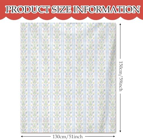 Vintage Floral Blanket, Grandmillennial Pastel Flower Decorative Throw Blanket for Couch Bed Sofa, Preppy Botanical Throw Blankets for Living Room Bedroom Decor, 50x60 Inches