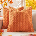 Kevin Textile Soft Corduroy 16x16 Inch Pillow Covers 2 Pack, Orange