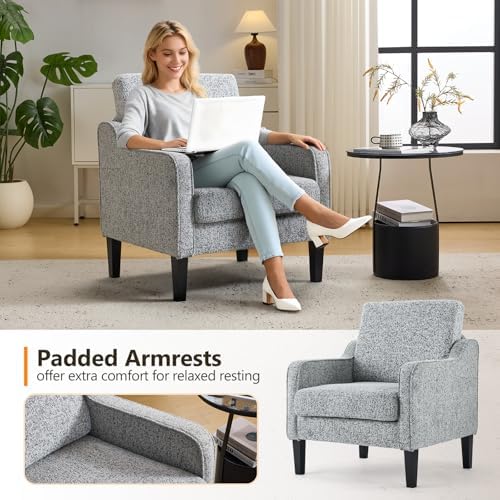 VINGLI Accent Chair, Chenille Upholstered Armchair, 380 LBS, Living Room