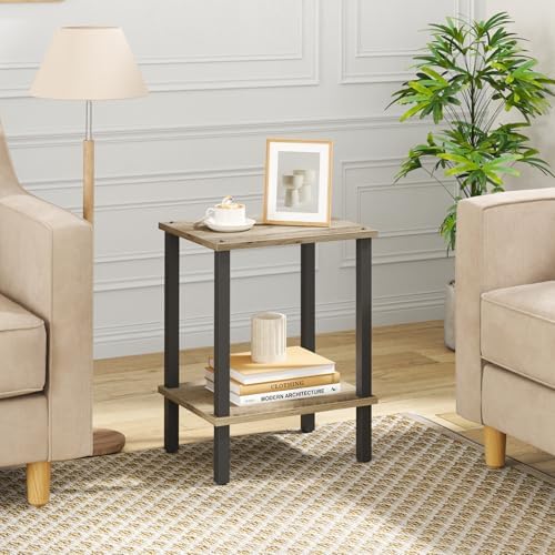 TUTOTAK End Table, Side Table, Nightstand, 2-Tier Storage Shelf