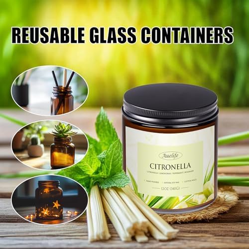 Auelife Scented Candles, 12oz Large 3-Wick Candle for Home Patio Camping & Garden, Natural Soy Wax Citronella Candle for Summer Gift, Long Lasting for Indoor Home Scented, 50+ Hour Burn