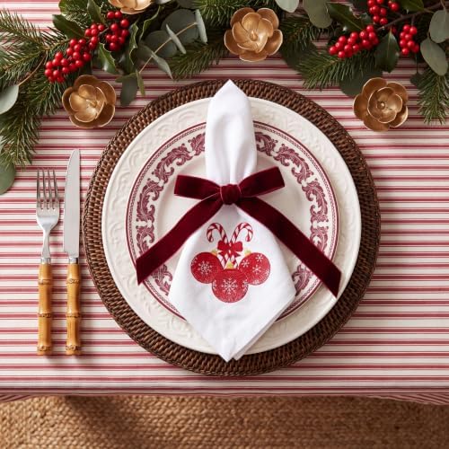 HunnmingRe 12 Pcs Classic Christmas Embroidered Cloth Napkins, 17x17 Inch