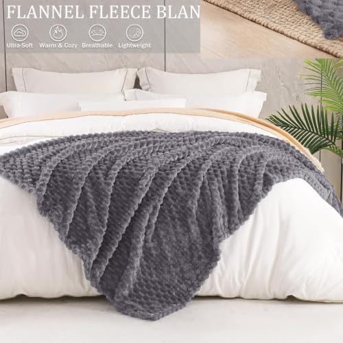 Exclusivo Mezcla Large 3D Fleece Throw Blanket for Couch, Dark Grey