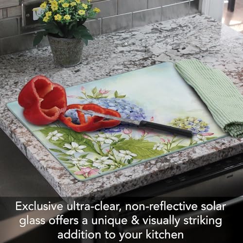 CounterArt Dragonfly Hydrangea 3mm Tempered Glass Cutting Board
